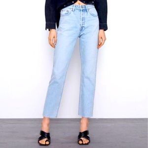 Zara high rise straight jeans